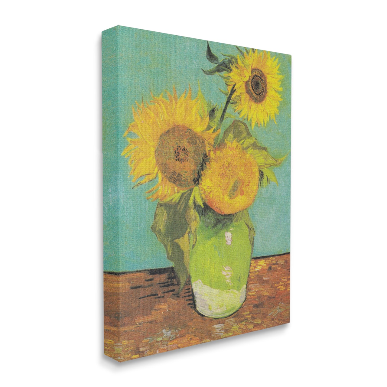 Stupell Industries Traditional Sunflower Painting over Turquoise Van Gogh Canvas Wall Art